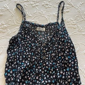 Garage | Black Floral Crop Top